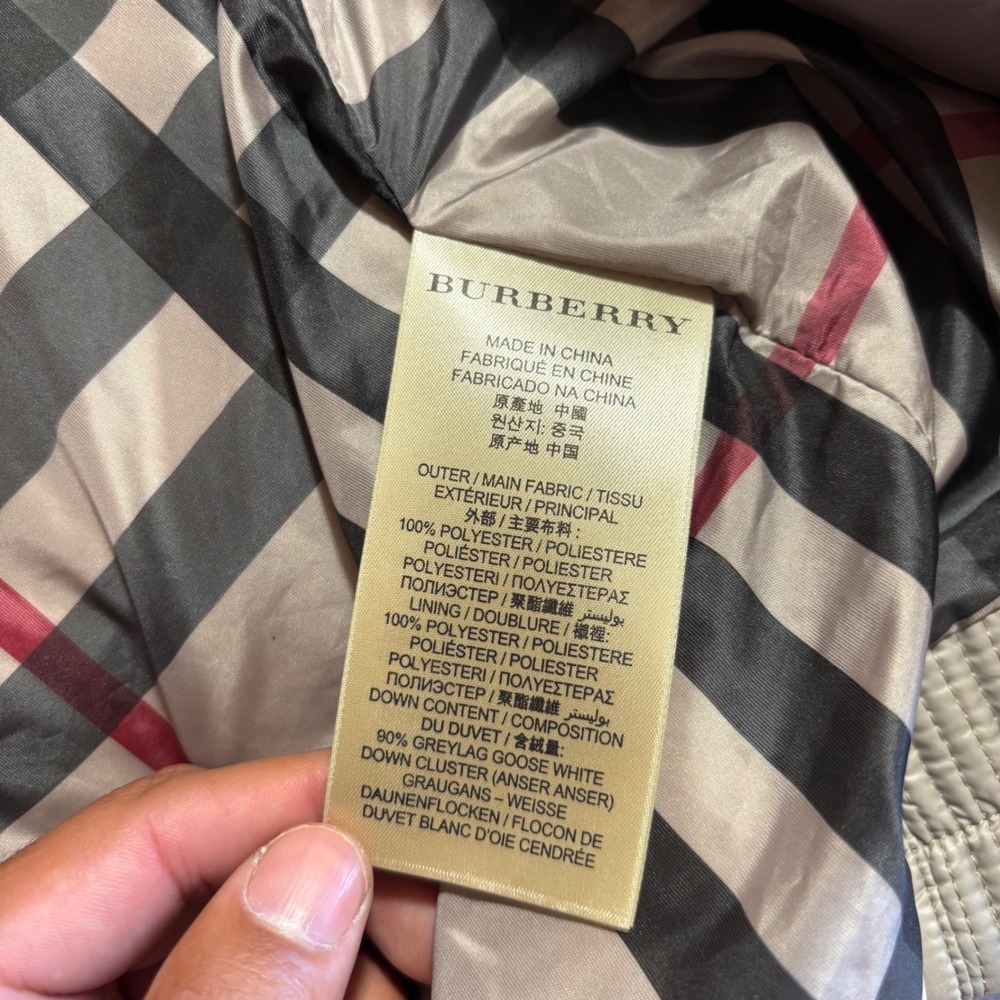 Burberry‎ Brit Townfield Down Puffer Jacket Women's Quilted Coat High Neck Beige - Picture 7 of 14